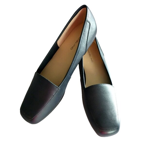 BANDOLINO Women's Shoes Flats Liberty Navy Leather Square Toe Slip On - 8N EUC - Picture 1 of 8